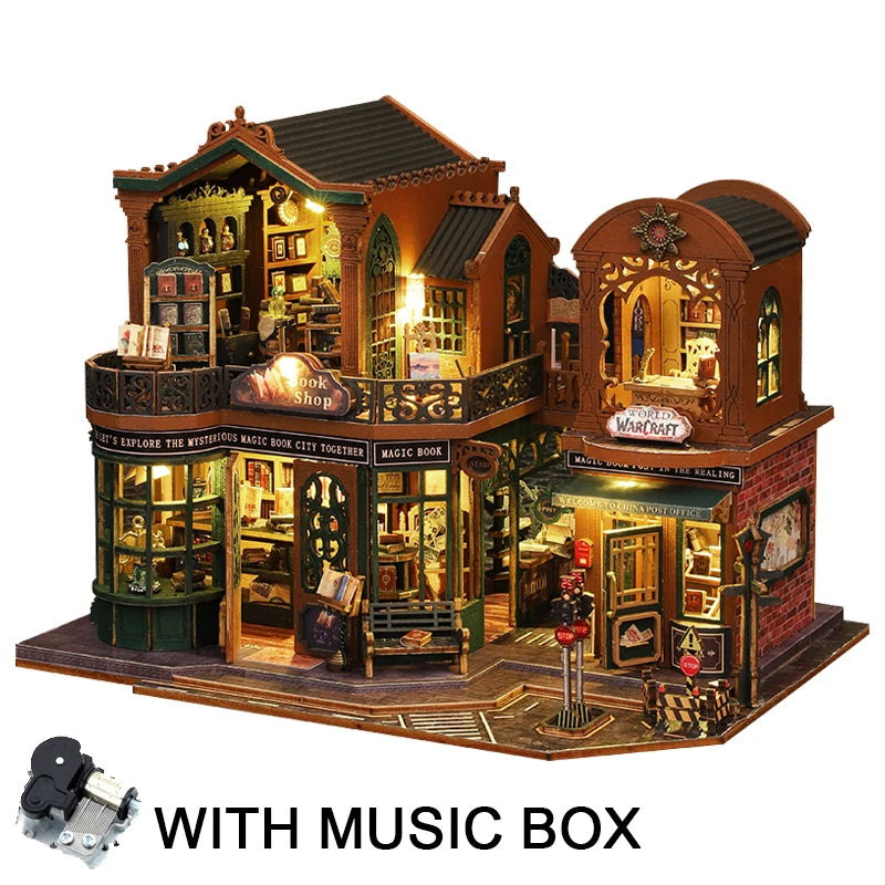 MiniJoyly™ Retro Book City – DIY Wooden Book Nook Kit