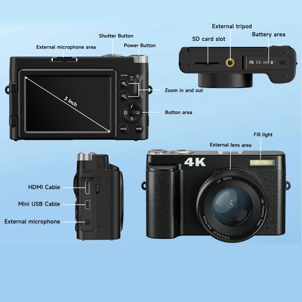 MELCAM™ 4K Digital Camera – 48MP Autofocus Vlogging Cam with Flip Screen
