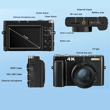 MELCAM™ 4K Digital Camera – 48MP Autofocus Vlogging Cam with Flip Screen