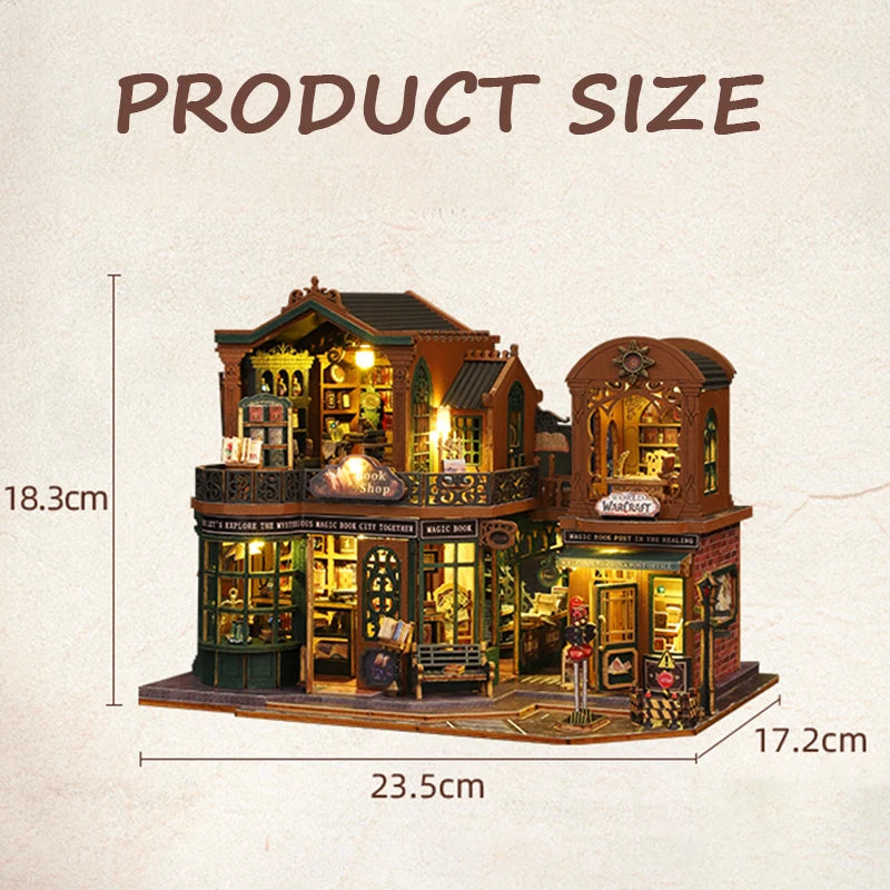 MiniJoyly™ Retro Book City – DIY Wooden Book Nook Kit